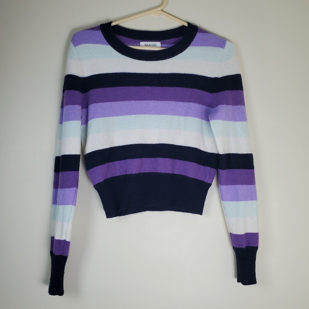 Naadam Cashmere Striped Pullover Sweater Women's XS Designer Luxury Preppy